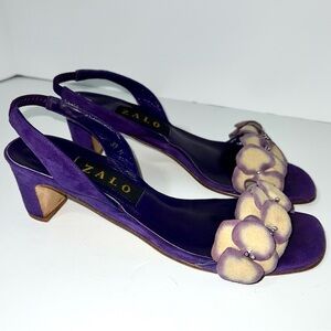 ZALO Vintage Purple Suede Leather Flower Slingback
Heels Sandals Sz 8.5M